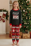 Black Red Snowman Fair Isle patroon ronde hals Family pyjamasets