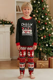 Black Red Snowman Fair Isle patroon ronde hals Family pyjamasets