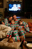 Green Red Fair Isle patroon ronde hals lange mouwen Family pyjama sets