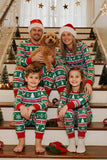 Green Red Fair Isle patroon ronde hals lange mouwen Family pyjama sets