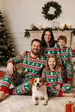 Green Red Fair Isle patroon ronde hals lange mouwen Family pyjama sets