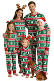 Green Red Fair Isle patroon ronde hals lange mouwen Family pyjama sets
