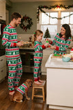 Green Red Fair Isle patroon ronde hals lange mouwen Family pyjama sets