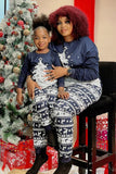 Marineblauw kerstprint gezins-pasjes met lange mouwen passend pyjama-set