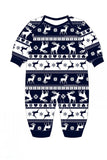 Marineblauw kerstprint gezins-pasjes met lange mouwen passend pyjama-set