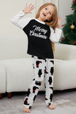 Zwarte kerstbedrukte familie-pyjamaset met lange mouwen