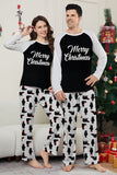 Zwarte kerstbedrukte familie-pyjamaset met lange mouwen