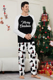 Zwarte kerstbedrukte familie-pyjamaset met lange mouwen