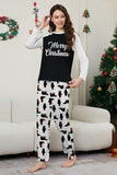 Zwarte kerstbedrukte familie-pyjamaset met lange mouwen
