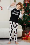 Zwarte kerstbedrukte familie-pyjamaset met lange mouwen