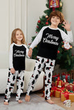 Zwarte kerstbedrukte familie-pyjamaset met lange mouwen