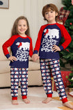 Marineblauwe langmouwen familie-pyjamaset met ronde hals