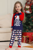 Marineblauwe langmouwen familie-pyjamaset met ronde hals