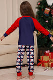 Marineblauwe langmouwen familie-pyjamaset met ronde hals
