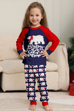 Marineblauwe langmouwen familie-pyjamaset met ronde hals