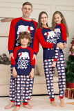 Marineblauwe langmouwen familie-pyjamaset met ronde hals