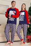 Marineblauwe langmouwen familie-pyjamaset met ronde hals