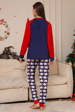 Marineblauwe langmouwen familie-pyjamaset met ronde hals