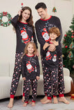 Donkergrijs kerstversierd familie-pyjamaset met lange mouwen