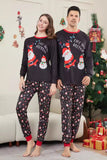 Donkergrijs kerstversierd familie-pyjamaset met lange mouwen