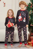 Donkergrijs kerstversierd familie-pyjamaset met lange mouwen