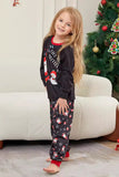 Donkergrijs kerstversierd familie-pyjamaset met lange mouwen