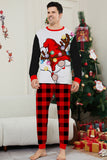 Zwarte en rode kerstbedrukte familie-familie-pyjamaset met lange mouwen