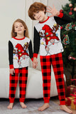 Zwarte en rode kerstbedrukte familie-familie-pyjamaset met lange mouwen