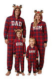 Red Grid lange mouwen geruite rendieren met capuchon gezin bijpassende pyjama's set