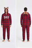 Red Grid lange mouwen geruite rendieren met capuchon gezin bijpassende pyjama's set