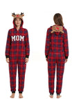 Red Grid lange mouwen geruite rendieren met capuchon gezin bijpassende pyjama's set