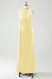 Peacock Sheath V-hals Backless Wedding Guest Dress met split