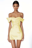 Off The Shoulder Witte Bodycon Satijnen Afstuderen Jurk