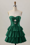 Oranje Strapless Gelaagde A Line Cut Out Homecoming Jurk met Kralen