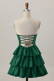Oranje Strapless Gelaagde A Line Cut Out Homecoming Jurk met Kralen