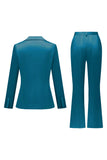 Grijs Roze Peak Revers Satijn Slim Fit Dames Pakken
