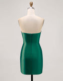 Fuchsia Strapless Bodycon Homecoming Jurk met Kralen en Split