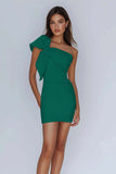 Witte One Shoulder Bow Bodycon afstudeerjurk