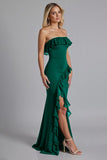 Zwarte Off the Shoulder Gegolfde Lange Formele Jurk met Split