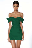Off The Shoulder Witte Bodycon Satijnen Afstuderen Jurk