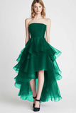 Organza A Line marineblauwe strapless gelaagde formele jurk