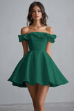 Off The Shoulder A Line Mini Witte Afstuderen Jurk