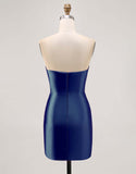 Fuchsia Strapless Bodycon Homecoming Jurk met Kralen en Split