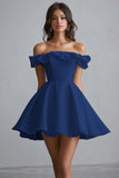 Off The Shoulder A Line Mini Witte Afstuderen Jurk