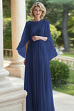 Geplooide Lila A Line Chiffon Moeder van de Bruid Jurk
