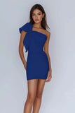 Witte One Shoulder Bow Bodycon afstudeerjurk