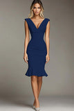 Witte V-hals Bodycon Korte Formele Jurk