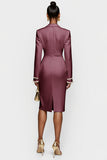 Witte Double Breasted Peak Lapel Bodycon Midi Werkjurk