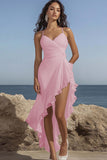 Witte Spaghetti Straples Ruched Gegolfde Graduatie Jurk met Split