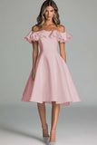 Wit Off The Shoulder A Line Trouwjurk Met Ruches